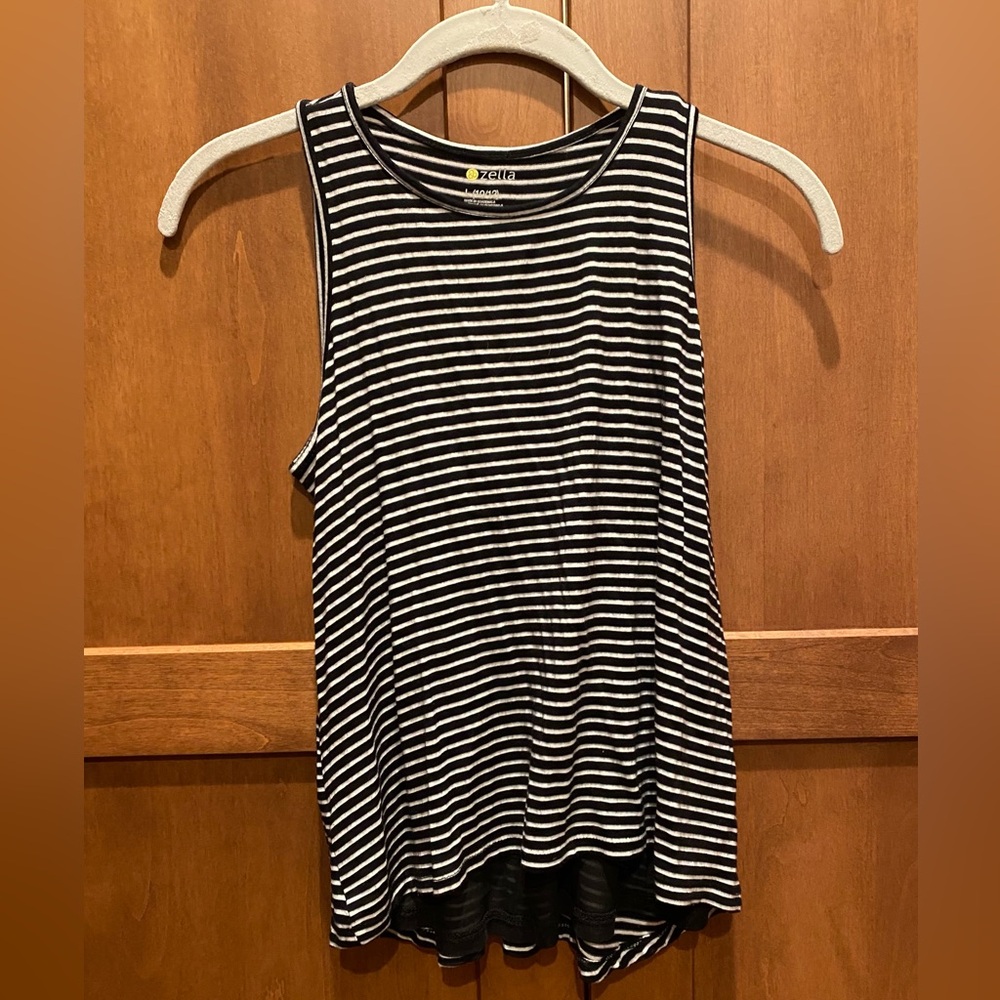 Zella Black and White Striped Tank Top